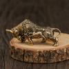 Style Brass Bull Figurine Miniature Zodiac Cattle Abstract Animal Sculpture Desktop Ornament