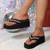 Mode Mode Strass Keil Zehensandalen Damen 2025 Sommer Komfort Rutschfest Strand Hausschuhe Damen EVA Sohle Leichte Keilsandalen