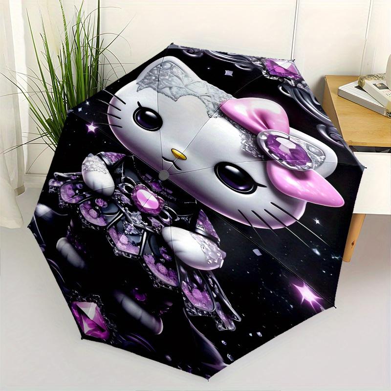 

Hello Kitty,Crystal Decorated Automatic Folding Umbrella-Simple 8-Rib Design, Bright Cartoon Pattern, Durable Iron Frame, Suitable For Trave