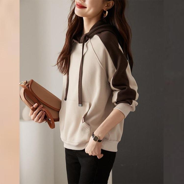 Women's Casual Hooded Sweatshirt Loose Mid-length Thickened Top