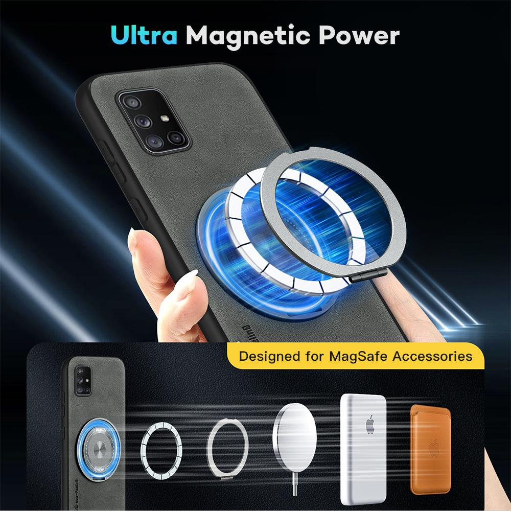 For Samsung Galaxy A71 Sheepskin Swivel Bracket Magnetic Soft Edge Anti Drop Anti Fingerprint Phone Case