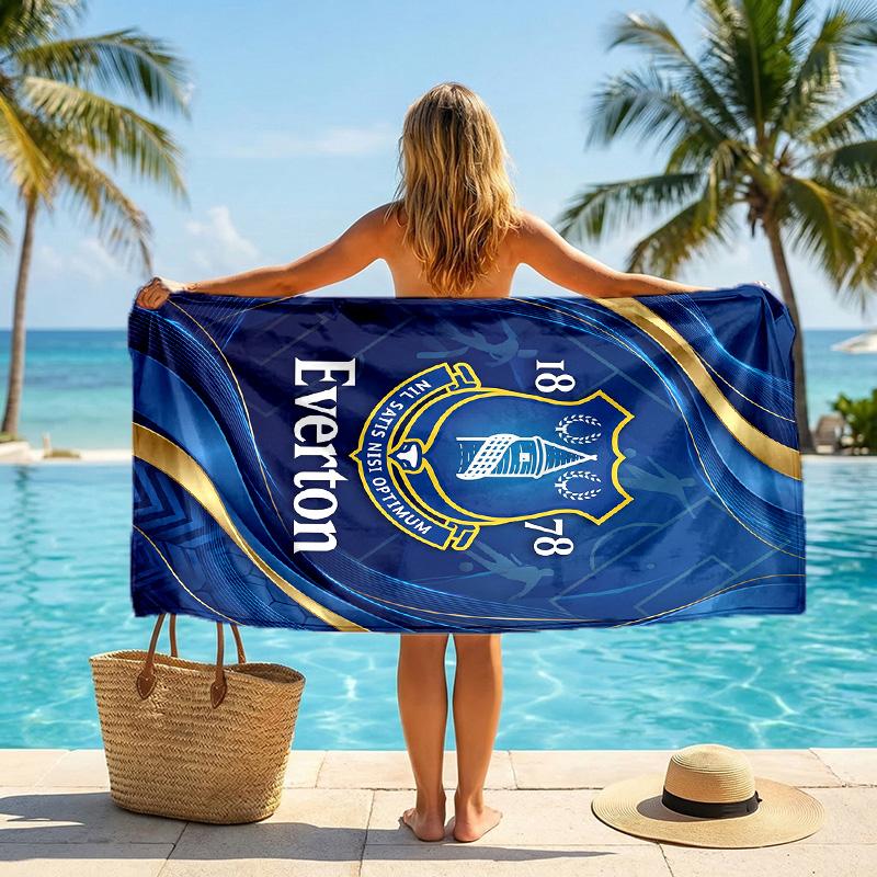 Asciugamano da Spiaggia Calcio Everton Morbido Microfibra Asciugamano Estivo Asciugatura Rapida Assorbente per Spiaggia Piscina Viaggio