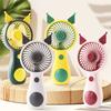 Tragbarer Mini-Ventilator im Cartoon-Katzenohren-Design, 5 mm Sicherheitsgitter-Turbinenflügel, 5 Geschwindigkeitsstufen, Schnellladefunktion