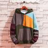 Fashion Men's Casual Solid  Hooded Hooded Patchwork Sweatshirt