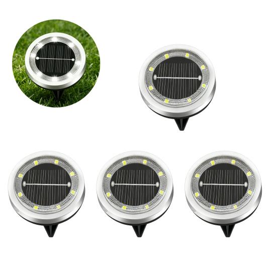 Solar Ground Lights Glass Auto On/Off Waterproof In-Ground Landscape Lighting LED Lawn Lamp 4pcs white-light