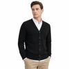 Men 100% Cotton V Neck Knit Cardigan, Slim Fit Long Sleeve Korean Style Casual Sweater Jacket for Autumn Winter