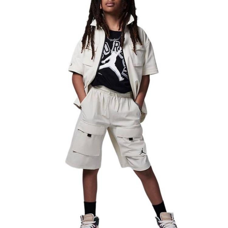 Jordan Jumpman Logo Multi-Pocket Cargo Shorts Kids Bottoms Light-Bone FQ0659-072
