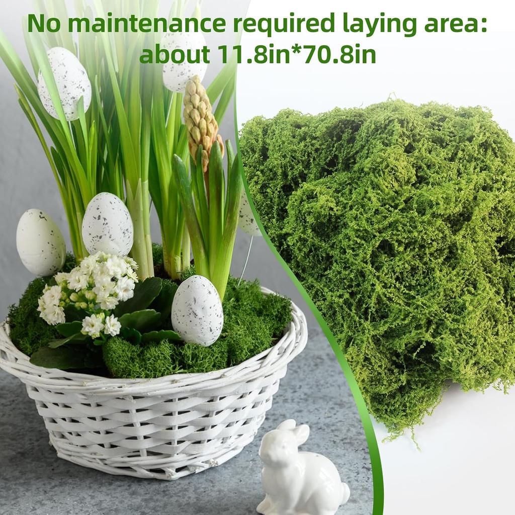 Fake Green Moss for Potted Plants Indoor, 5.3oz Artificial Moss for Crafts, Spanish Moss, Peat Moss, Sphagnum Moss for Plants, Faux Moss Decor for