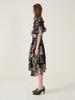 Kaie Art Graphic Satin Silk Asymmetrical Flare Dress