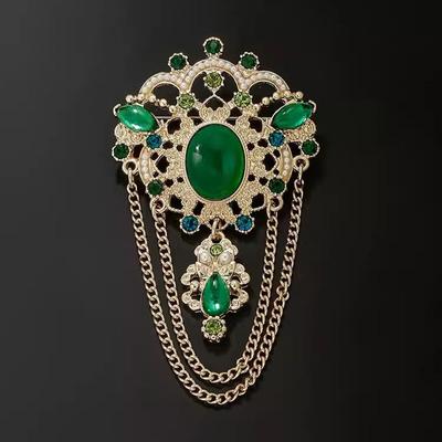 Retro Smaragd Quaste Brosche Frauen High-End Temperament Gong Yanfeng Corsage Pin Bargeld Anzug Mit Zubehör