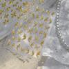 Gold Leaf White Flower Bouquet Floral Petal Tulip Bloom Charming Retro Metal Self Adhesive 5D Nail Art Sticker Manicure Decals