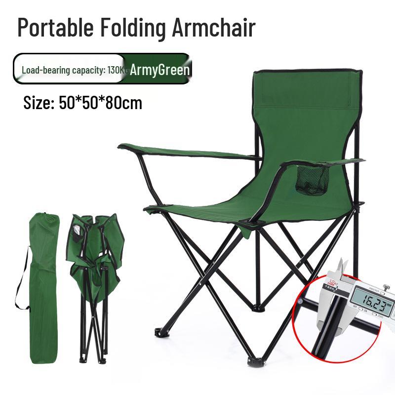 Portable Folding Camping Chair with Armrests for Outdoor Fishing and Beach Leisure