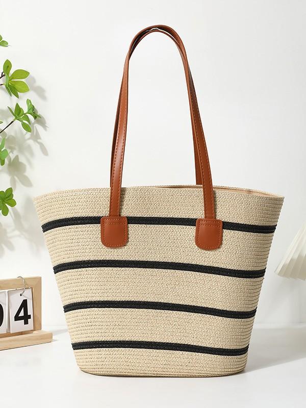 Large capacity 2025 new versatile shoulder commuter seaside beach bag contrasting color design crossbody fashion simple versatile 42cm
