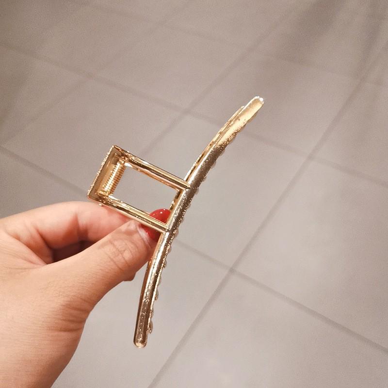 Silver Textured Metal Shark Hair Claw - Women's Stylish Updo Clip Accessory