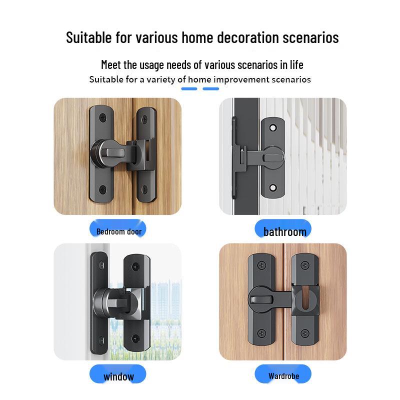 No-Drill Surface-Mounted Anti-Theft Sliding Door Latch for Bathrooms and Hotel Rooms