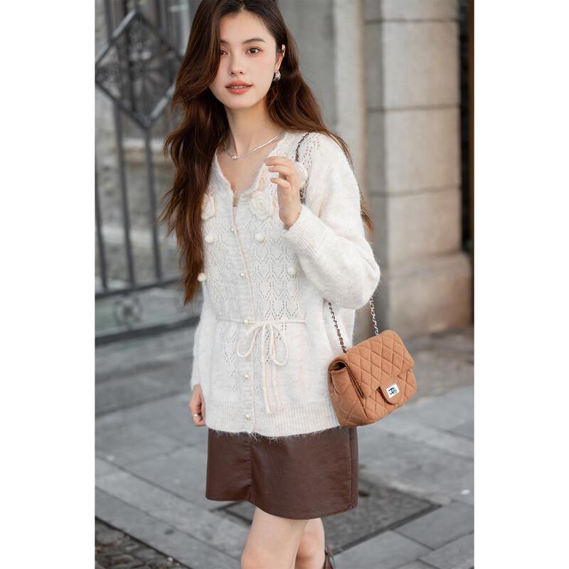 Moka Na 3D Floral Fluffy Knit Sweater