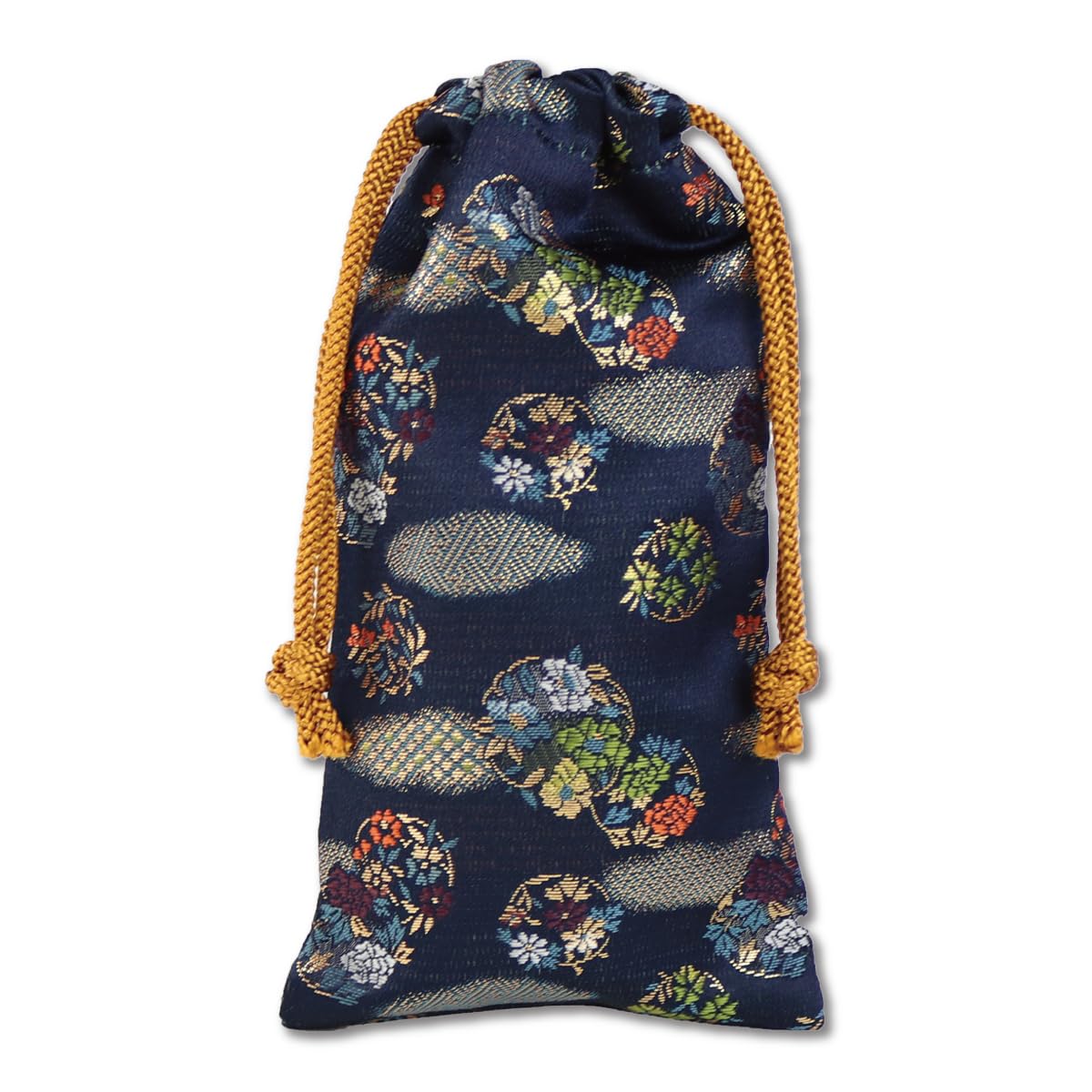 

Мешочек на шнурке с держателем для колокольчика, ткань Нисидзин, дизайн «гирлянда облаков», 21 см