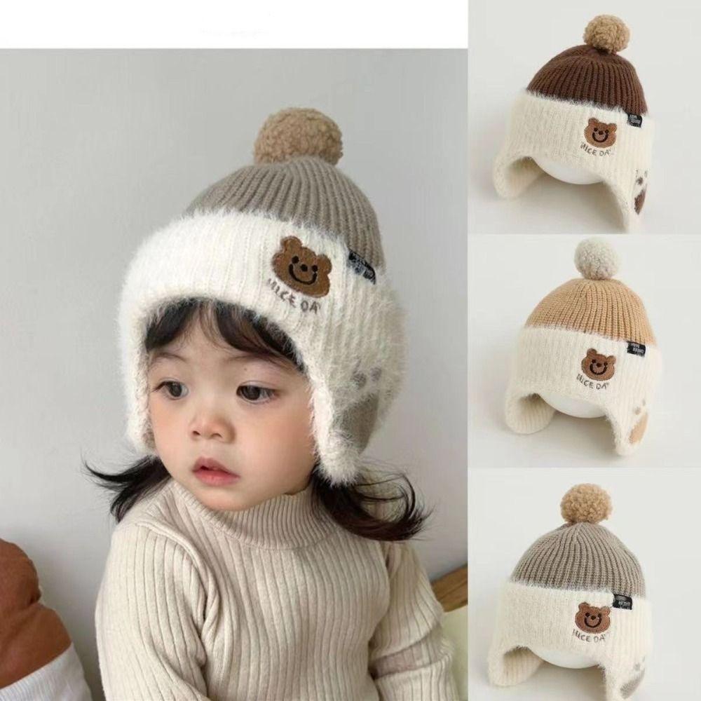 Wool Ear Protection Hat Soft Children Beanies Baby Wear Woolen Knitted Hats  Infant
