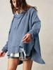 Women's Casual Solid Color Hoodie Long Sleeve Loose Waffle Jacket Sweatshirt