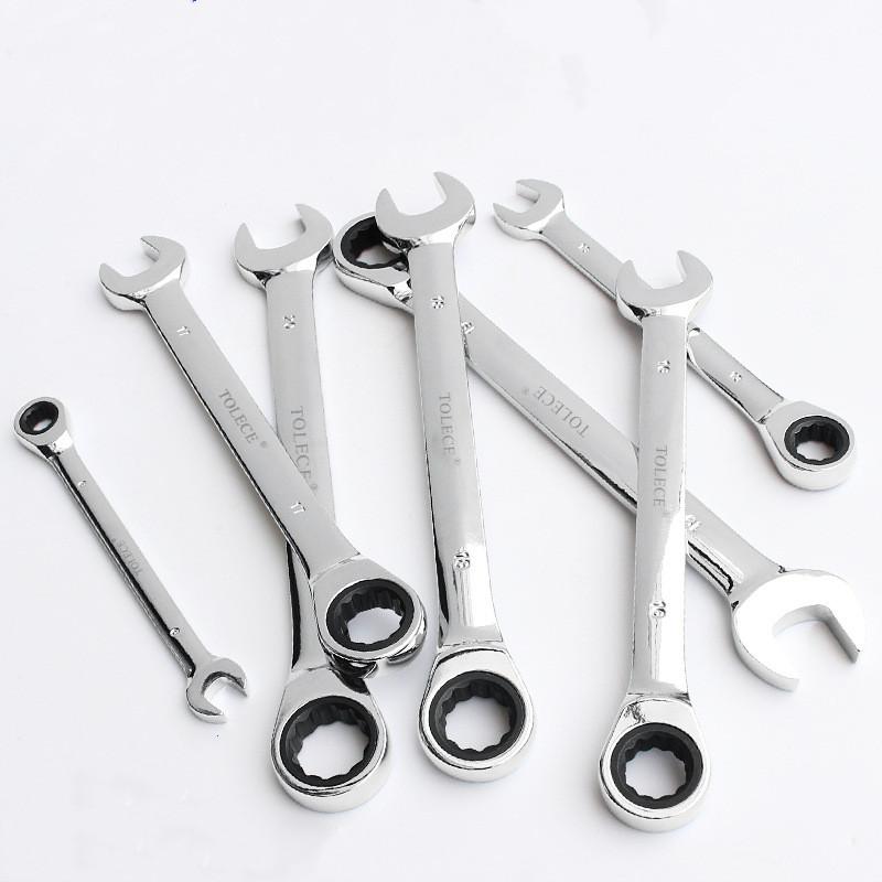Ratchet Combination Wrench Set Fine Tooth Gear Ring Torque and Socket Wrench Set Nut Tools for Repair Open End Wrench