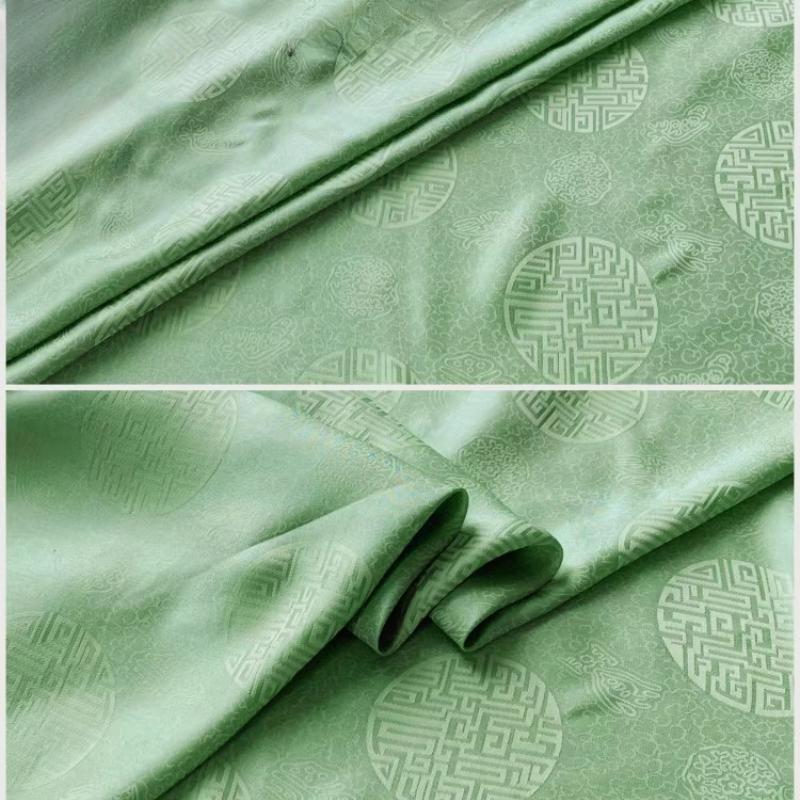 17 Ohm Silk Fabric Traditional Chinese Jacquard Silk Cotton Charmeuse Crepe Tissu Fabric for Sewing Cheongsam Cloth Width 114cm