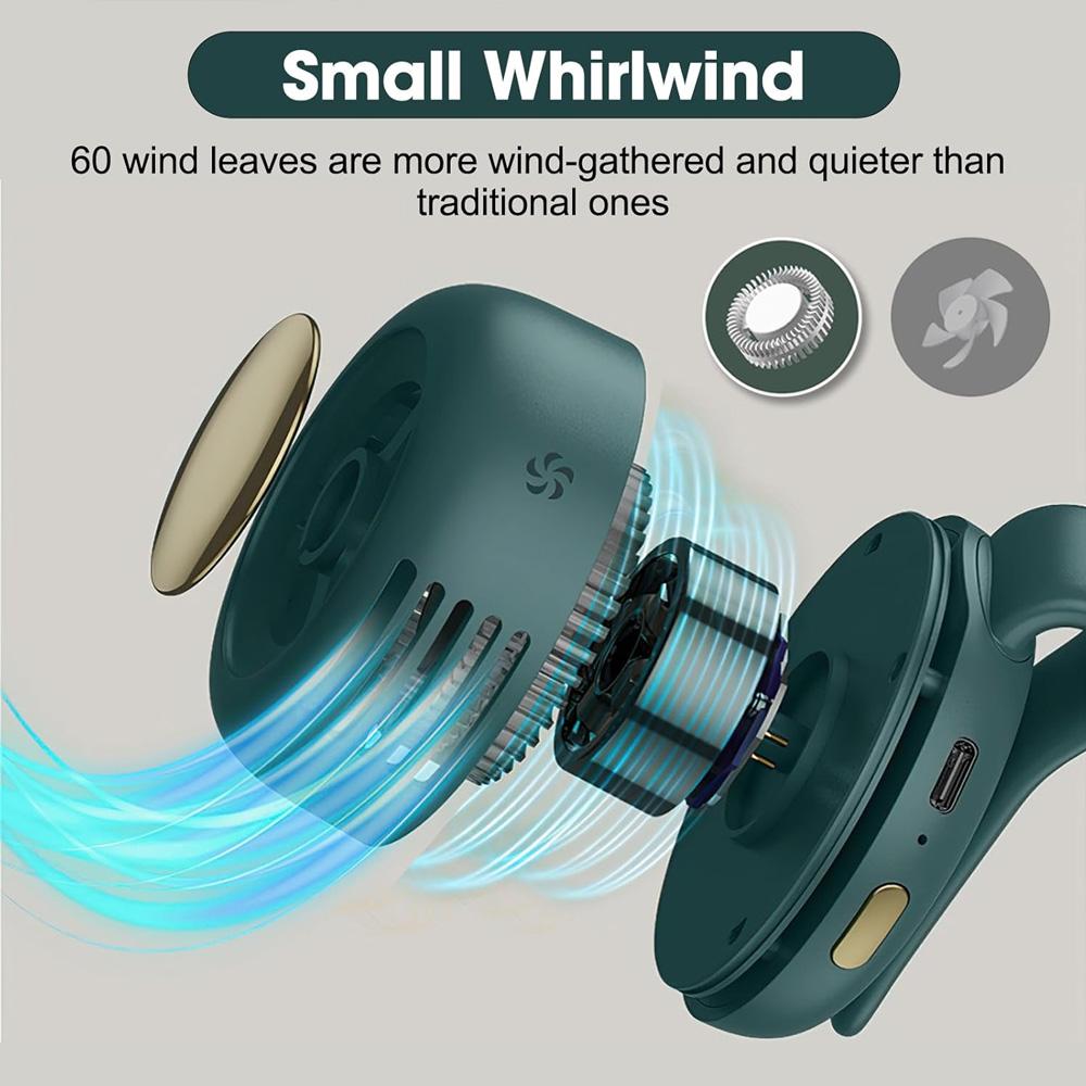 Portable Fan Mini Handheld Rechargeable Bladeless Electric Fan Clip Waist Fan Suitable for Outdoor Ventilation Desktop Small Fan