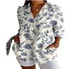Dames Katoen Linnen Bedrukte Knopen Blousejas Casual Lange Mouwen Blouse 2025