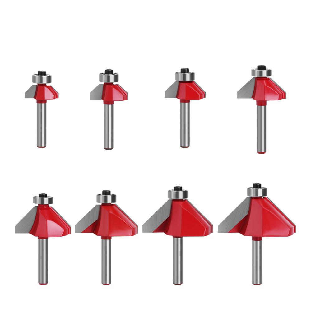 1/4" Shank 6-Pattern Beveled Lace & Round Head Woodworking Relief and Semi-Circular Knife Milling Trimmer.