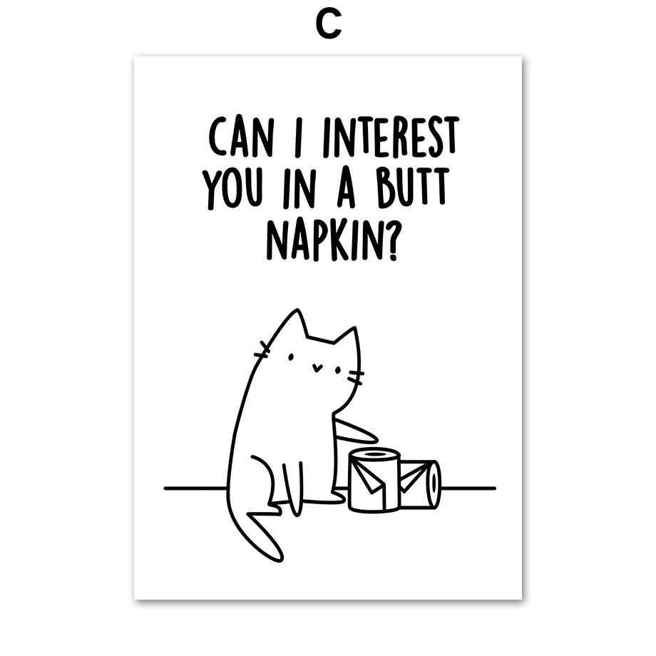 

Cute Pet Funny Cat Butt Minimalist line Wall Art Canvas Painting Nordic Posters And Prints Wall Pictures For Living Room Decor 21cm×30cm NoFrame