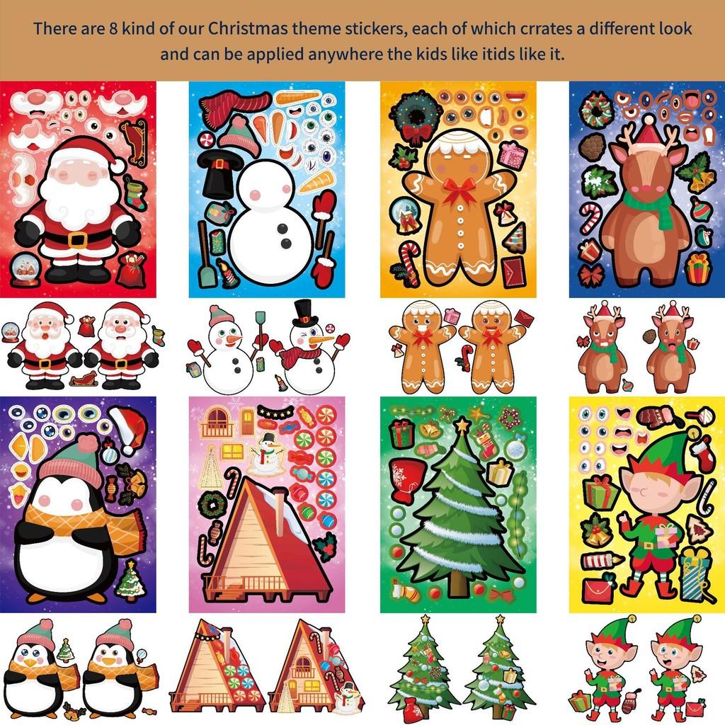 Cute Cartoon Christmas Santa And Snowman Diy Sticker Pack For Fun Kids Crafts And Journaling With 16 Sheets