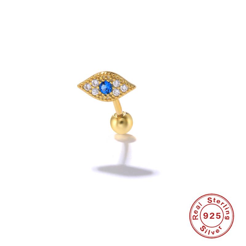 S925 Sterling Silver Curved Hook Rear Hanging Piercing Thread Stud Earrings Piercing Earbone Stud Eyebrow Stud Earring Pinna Cochlear Stud