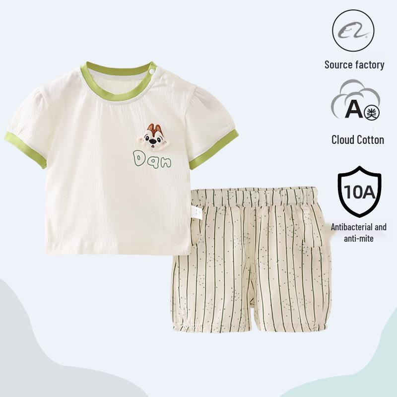 Popular Kids Short-Sleeve Summer Outfit - Lightweight and Stylish Toddler Homewear for Boys and Girls