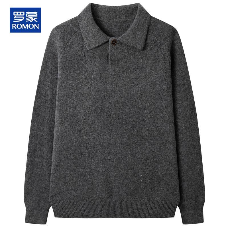 ROMON Men's Autumn and Winter Warm Lapel Knit Sweater