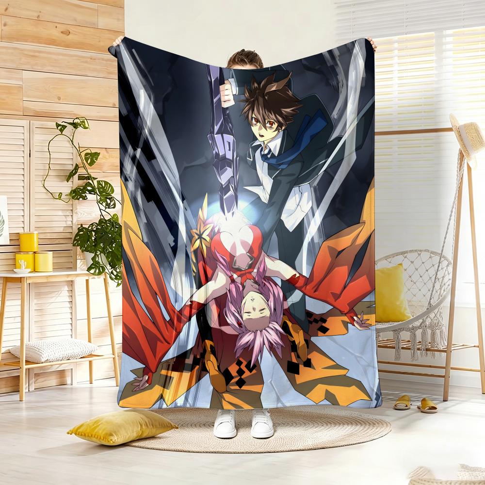 Pink Neon Sci Fi Anime G-Guilty Crown Throw Lightweight 240G Flannel Blanket Soft Skin-Friendly For Summer Cooling