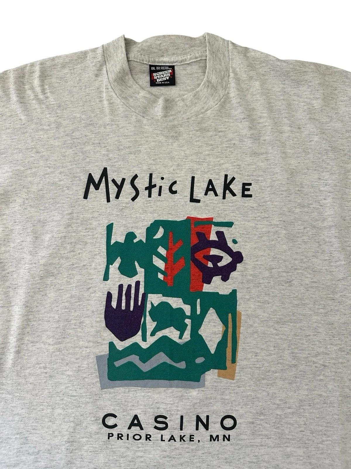 

Vintage Mystic Lake Casino T Shirt Men’s 2XL Gray Little Six Bingo 90’s USA S