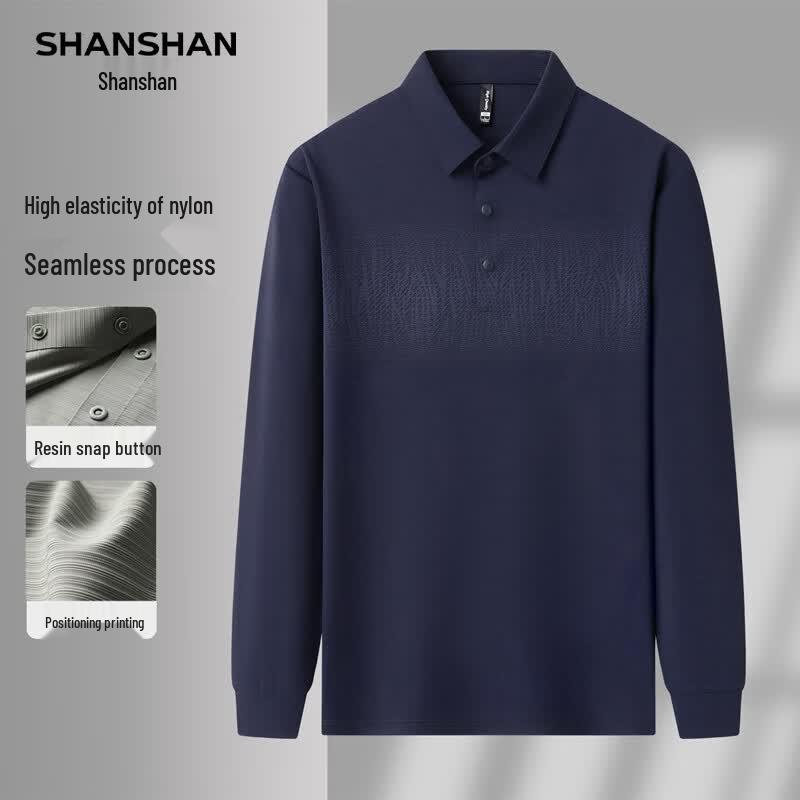 SHANSHAN Men's Long-Sleeve Micro-Brushed Polo Shirt