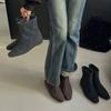 Korean Simple Woolen Inner Height-increasing Short Boots for Women's 2025 Autumn and Winter New Versatile and Thin Zipper Thin Boots