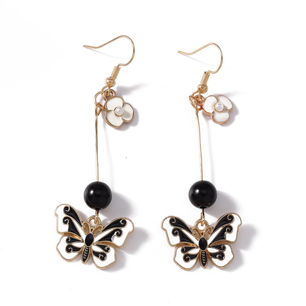 Cute Enamel Butterfly Earrings for Women Daisy Flower Dangle Earrings Girls Party Jewelry Gifts