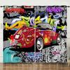 3D Graffiti Pattern Digital Printing Curtain Blackout Punching