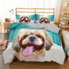 3D Dog King Quen Soft Duvet Cover Funy Pupy Beding Set for Children Kids Tens Adult Peoples Lovely Pet Animal Black 2/3pcs Polyester Comfortable Quilt