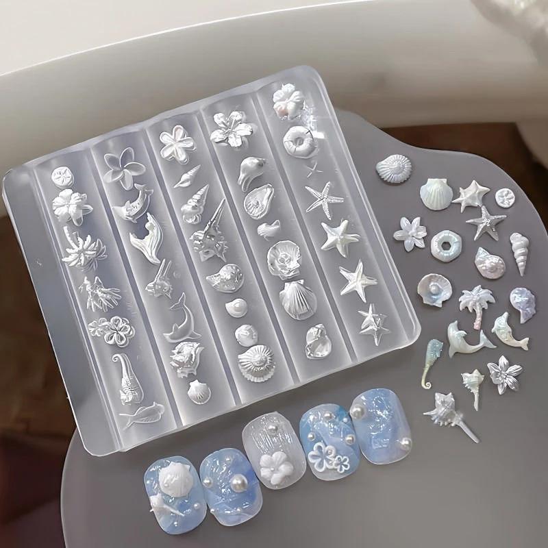3D Form Silikon Nail Art Dekorasjoner DIY Blomsterdesign Maler Form For Negler Smykkekunst Gjennomsiktig Negleform Verktøy