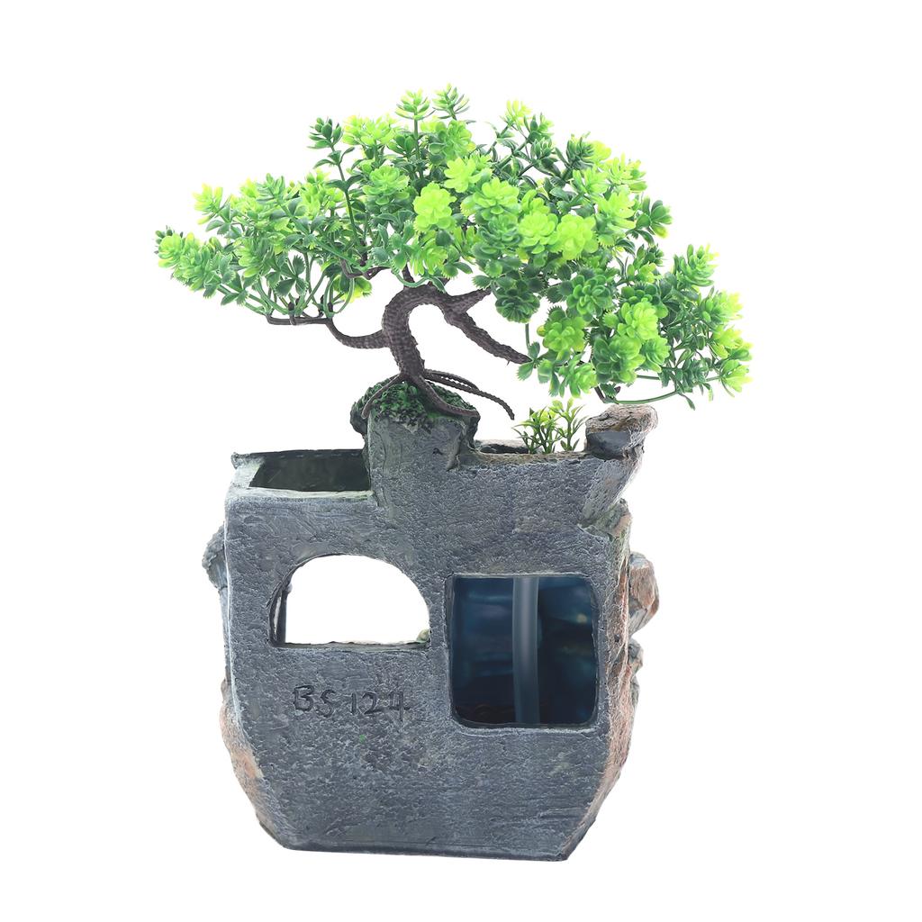 LED Desktop Water Fountain Waterfall Ornament W/ Pump Office Home Indoor Decor Rockery Ornament for Living Rooms, Study Rooms
