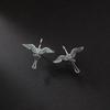 Atmosfera Retro Gru Volante Moda Argento Sterling 925 Personalità Uccello Animale Orecchini E026