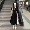 Temperament Polo Collar Black Dress Women's Summer New Mid-length Dress Niche Design Skirt