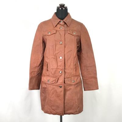 SABOTAGE Casaco de Couro Genuíno Feminino P Marrom Avermelhado Pele de Porco Feito à Mão Japão(USADO)