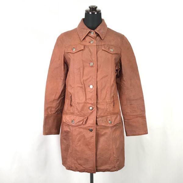 

SABOTAGE Genuine Leather Coat Women S Red Brown Pigskin Handmade Japan(USED)