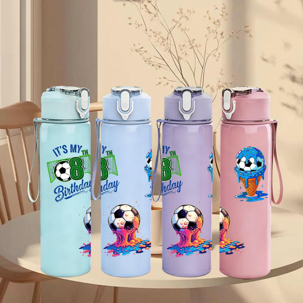 1PC Two Character Birthday Cartoon Pair 750ml Color Plastic Water Bottle Leakproof Flip Straw Lid For Sports Office Home Use