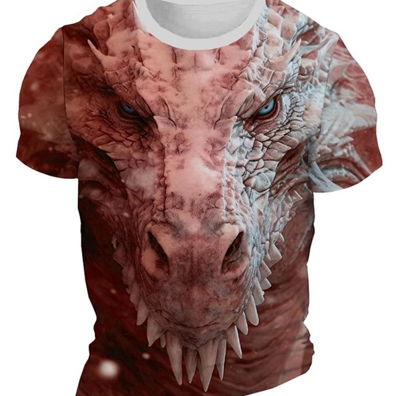 Men's T-shirt 3D dragon print summer daily casual men's street T-shirt short sleeved outdoor sports city fashion men's T-shirt