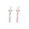 Chinese Style Lotus Resin Water Drop Long Earrings - Fashionable Ancient Design