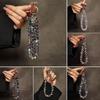 New Stylish Glitter Crystal Bead Pendant Transparent Colorful Crystal Bead Keychain Detachable Wrist Crystal Chain Women Girls
